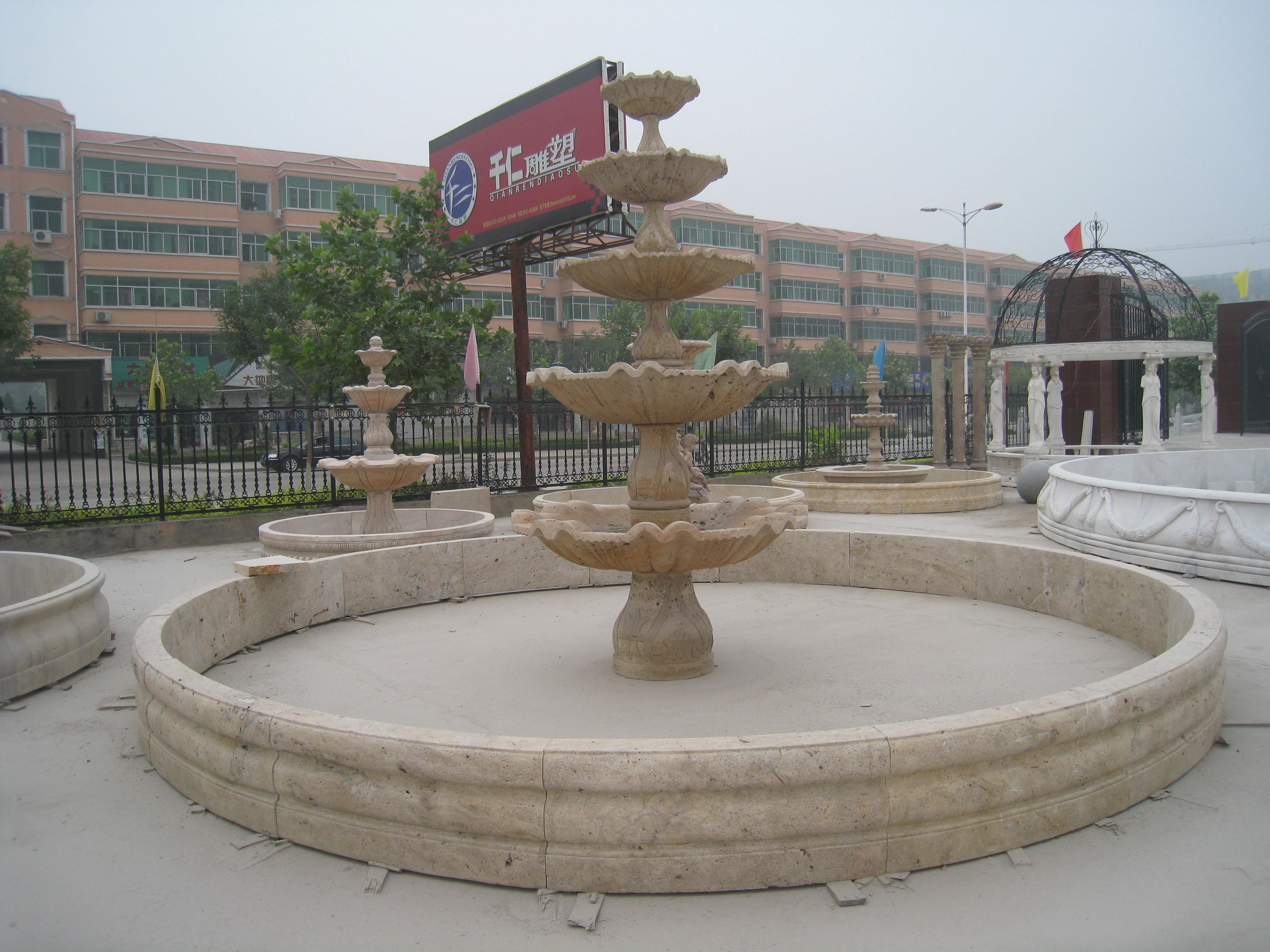 Pineapple Carved Stone Marble Garden Water Fountain Outdoor