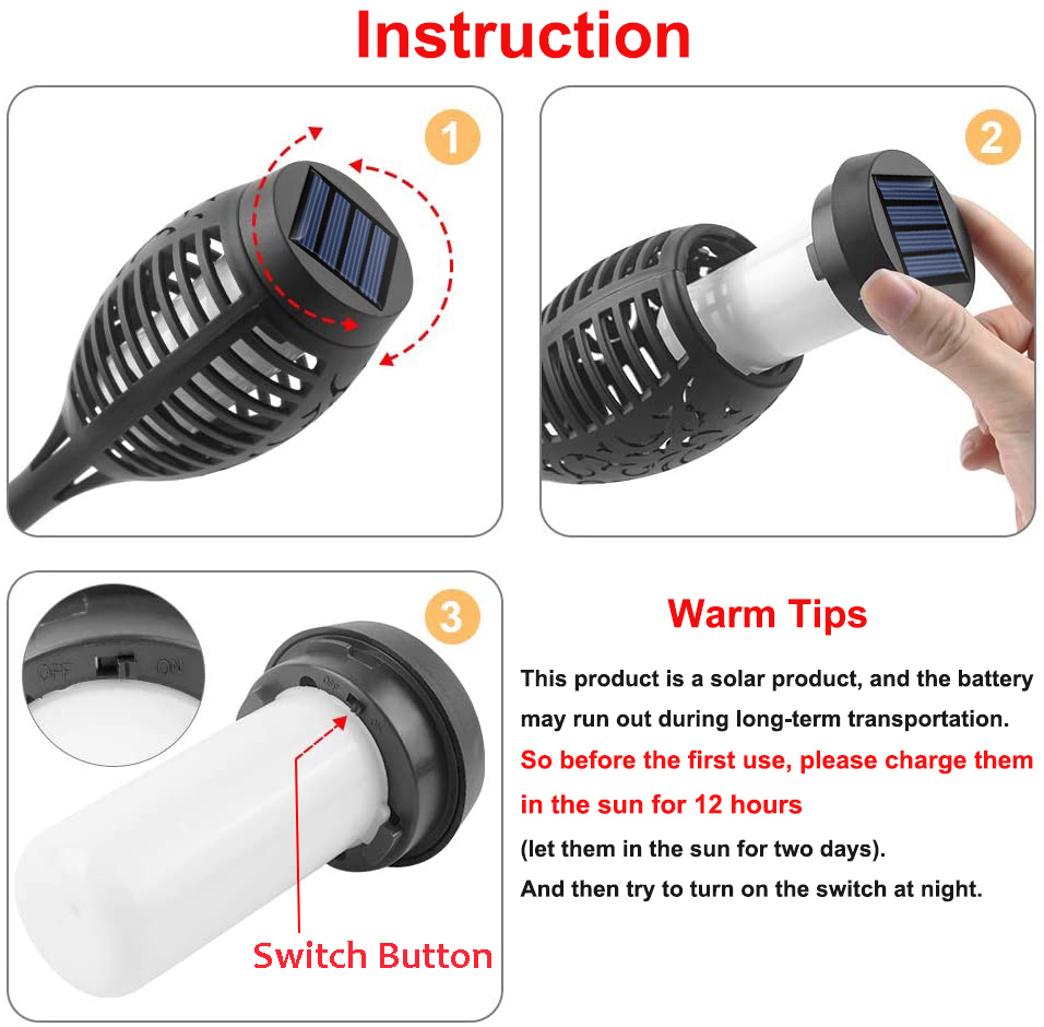 Flickering LED Landscape IP65 Waterproof Lawn Lamp Path Lighting Solar Outdoor Light Solar Garden Light