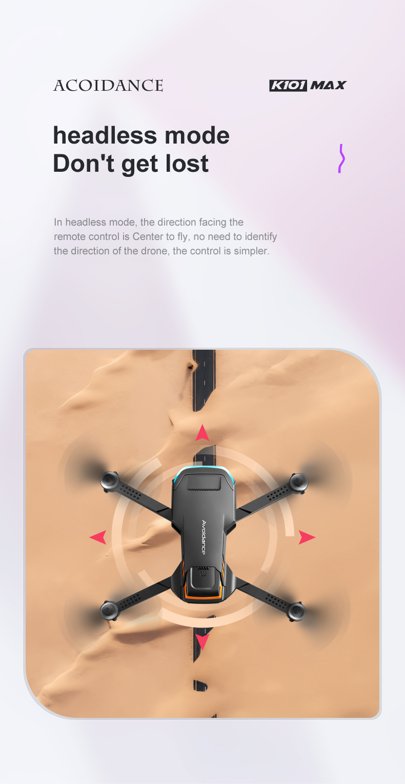K101 Max Drone Black Gray 4K Dual HD Camera FPV Mini Dron Aerial Photography Brushless Motor 100m Remote Control Distance