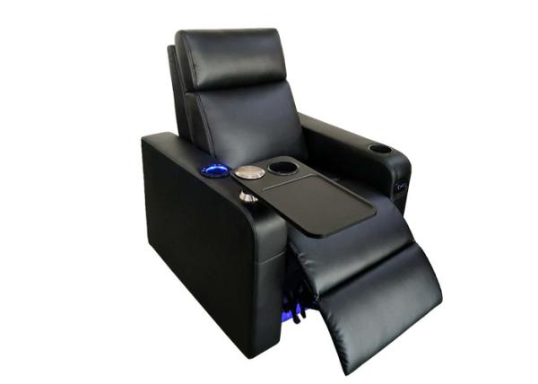 Buy cheap Reclining Black Leather Home Theater Seats With Tray Table from wholesalers