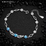 6.2g 0.21m Sterling Silver Jewelry Bracelets Inlaid Geometric 925 Blue Topaz