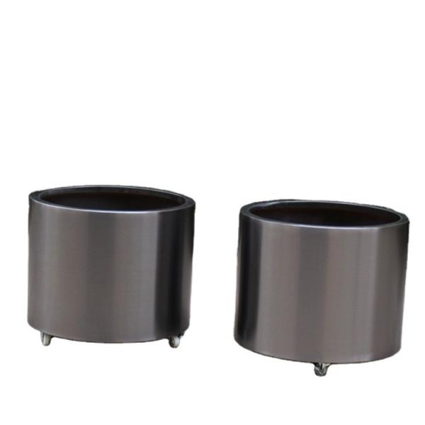 Buy cheap Outdoor black cylinder medium cast iron flower pot with wheels from wholesalers