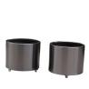Buy cheap Outdoor black cylinder medium cast iron flower pot with wheels from wholesalers