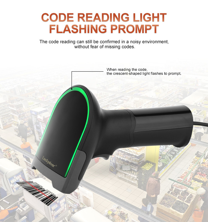 2D QR Code Scanner Handheld Bar Code Reader with USB Cable for Retail Store