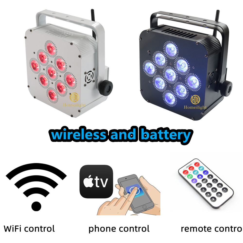 6in1 LED Battery Par Light Wireless 9pcs 18w For Event Stage Dj Bar Night Club Wedding