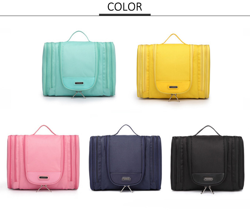 Girls Double Zipper Polyester Hanging Travel Toiletry Bag