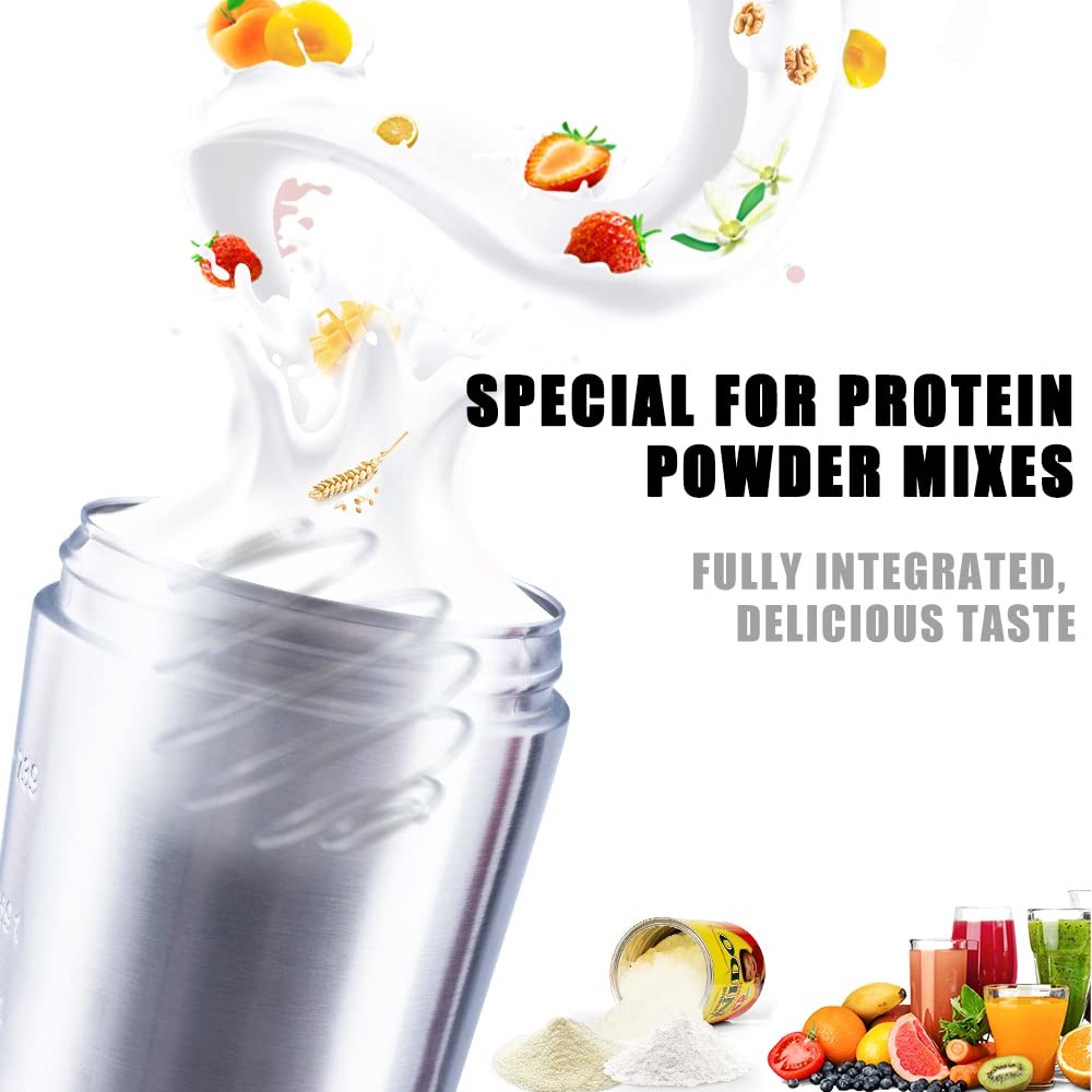 Upgraded Shaker Bottle For Protein Mixes, Protein Shaker Bottle(27oz), Shaker Bottle With Storage For Powder, Stainless Steel Shaker Bottle With Wire