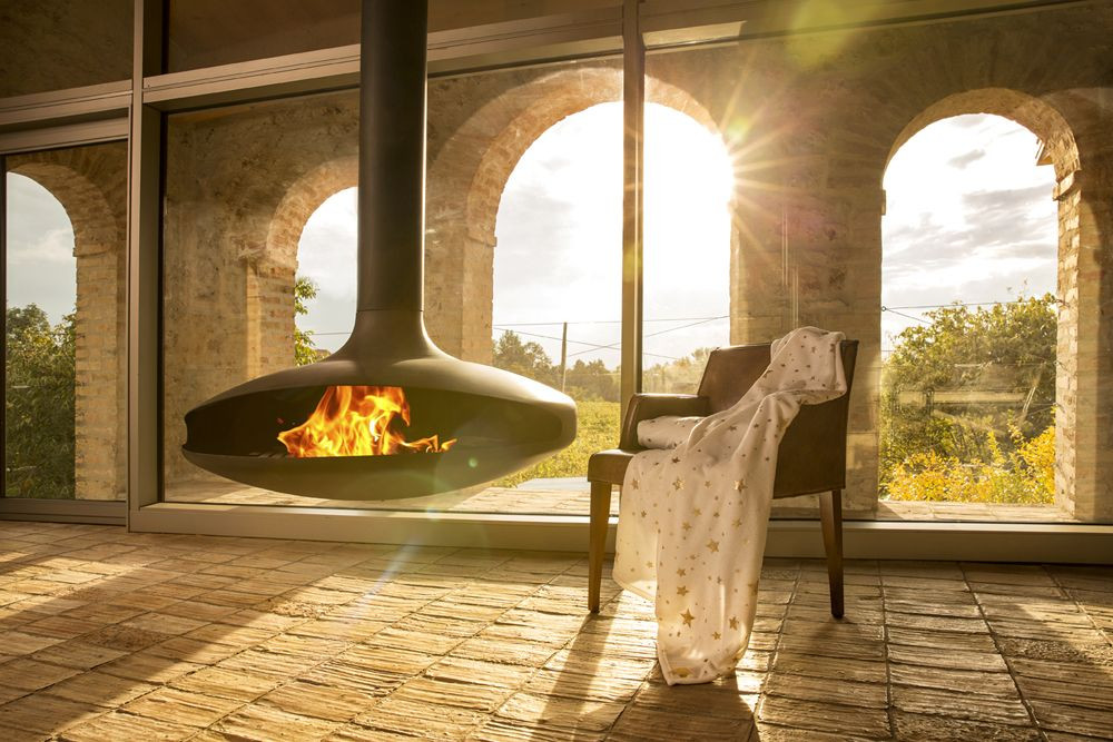 Eco Friendly Indoor Wood Burning Fire Pits Rotating Fireplace Non Rusting