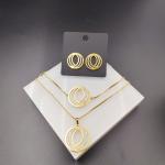 New Arrival Trendy Lines Newest Gold Color Stainless Steel Earring ,Necklace ,