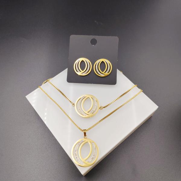 Buy cheap New Arrival Trendy Lines Newest Gold Color Stainless Steel Earring ,Necklace , Bracelet Sets For Lady from wholesalers
