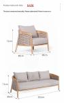 Anti Corrosion Grade 3A Teak Rattan Effect Garden Furniture Sofa Set For Balcony