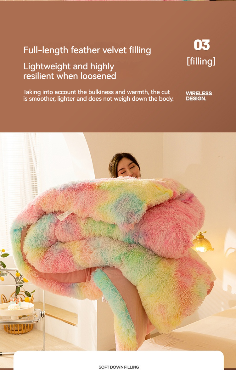 All-Season Thickened Winter Quilt with Long Hair Mink Velvet and 100% Polyester Warmth