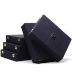 Blue Microfiber Leather Jewelry Gift Boxes Custom Jewelry Packaging 29x23x5cm