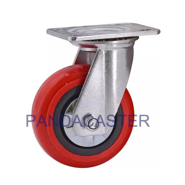 Buy cheap Korean Style Heavy Duty Casters Red Round Polyurethane Wheel 150mm Swivel Castor from wholesalers