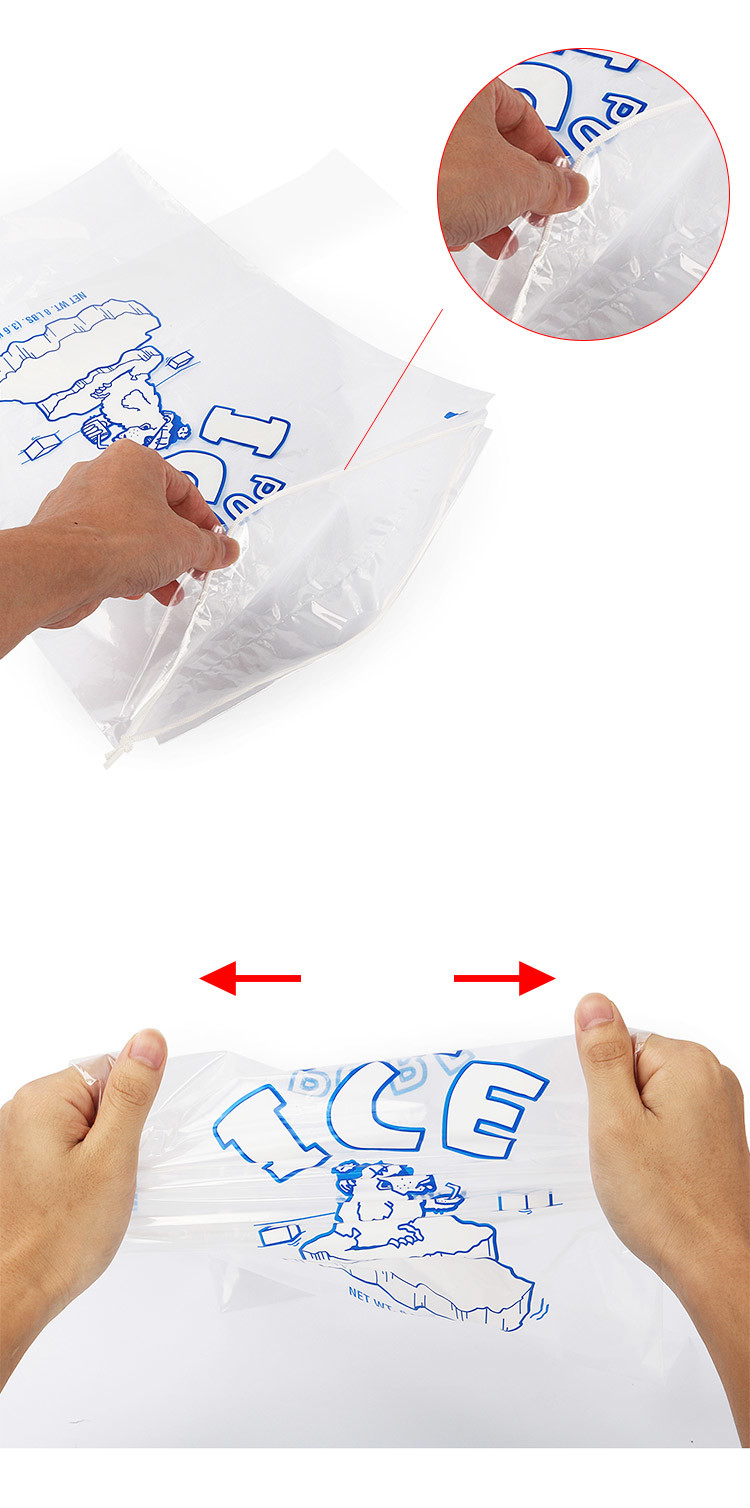 10LBS 20LBS LDPE Clear Plastic Ice Bags With Customer Own Logo