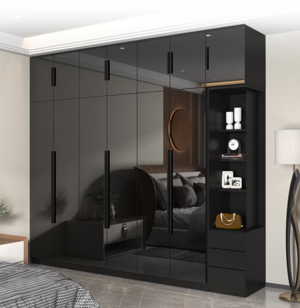 Buy cheap Home Bedroom SGS Black Glass Door Wardrobe Modern Double Vanity 0.55*1.3*0.55 from wholesalers