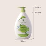 1000ml White ellipse smooth with Green pump for shampoo lotion bottle