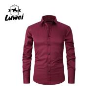Buy cheap Solid Color Men Shirts Apparel Business Casual Polyester Stand Collar Clothes product