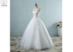 Strapless White Ball Gown Wedding Dresses Lace Bust Waist Beading Tulle