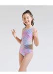 Triangle Conjoined Girls Swim Suits Mermaid Scales Printed Children Swim Clothes