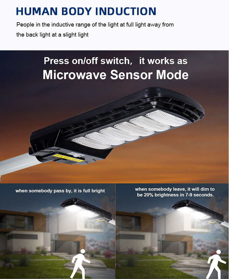 Motion Sensor All In One Solar LED Street Light 50W 100W 200W IP65 Waterproof Landscape Lamp