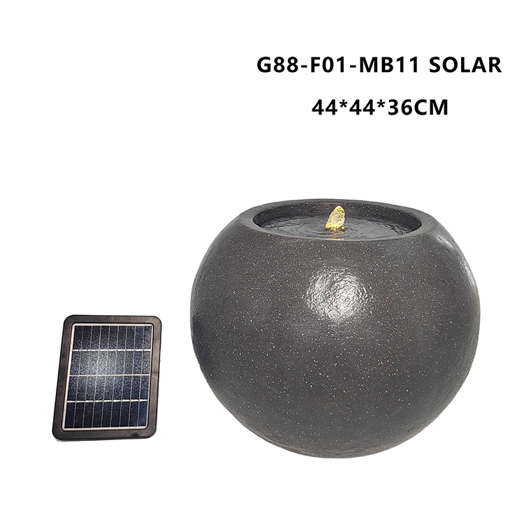 Garden Black Marble Ball Solar Water Pump Fountain with Low Pressure and Ball