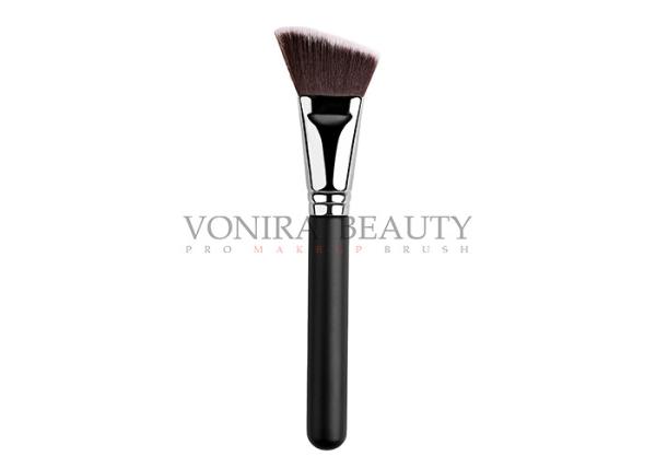 Durable Black Color Private Lable Makeup Brushes , Angled Buffing Sculpting