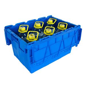 Buy cheap Transport Attached Lid Tote Container with Plastic Moving Crate in Customized Color from wholesalers