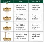 Luxury Gold Crystal Chandelier Kitchen Led Lamp roof decoration ceiling Lamp(WH