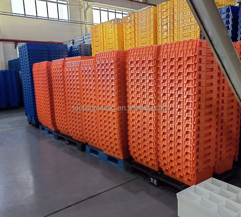 Stackable and Nestable Heavy Duty Turnover Box with Attached Lid PP Plastic Crate