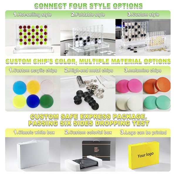 Detachable Luxury Gold Lucite Connect Four Clear Board Games