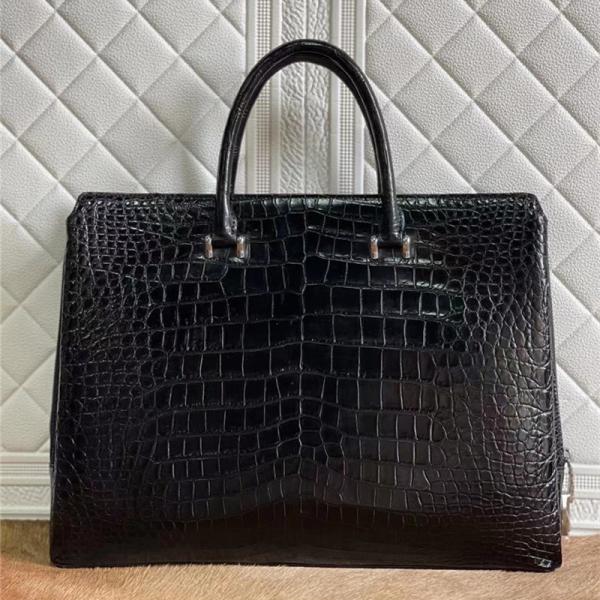 Buy cheap Authentic Crocodile Belly Skin Businessmen Passcode Briefcase Genuine Alligator Leather Male Large Working Totes Handbag from wholesalers