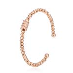 Ladies Luxury Brand Open Cuff Bangle Cylinder Rhinestone 14k Gold Bead Bracelet