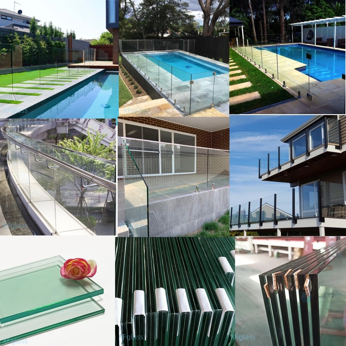 Flat Curved Laminated Glass Railing Safety Tempered Glass Staircase Handrail Balustrade Modern Frameless Glass Guardrail Customized Size