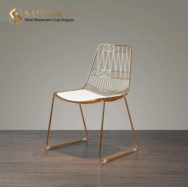 Buy cheap ODM Golden Metal Slat Ultra Modern Dining Chairs from wholesalers