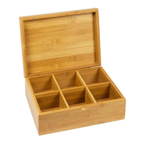 Buy cheap 6 Compartment Bamboo Tea Bag Caddy Box Organizer with Viewing Window from wholesalers
