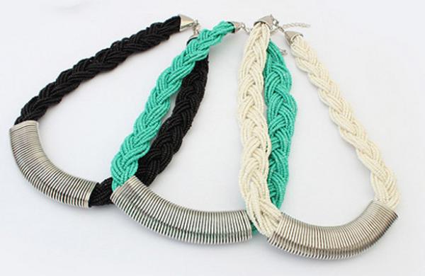 Buy cheap European and American retro pendant personalized hand-woven beads long necklace from wholesalers