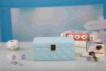 Blue PU Leather Modern Wood Furniture Handmade Jewelry Box For Travel / Home