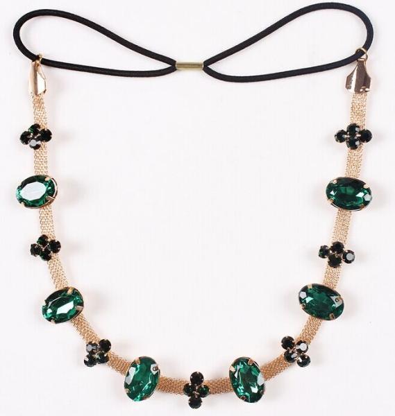 Buy cheap Hot Hair texture flashing emerald diamond hair hoop headband hair jewelry from wholesalers