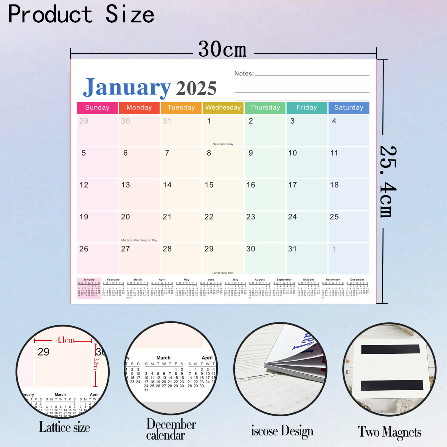12 X 12 Inches Custom Wall Calendars for US Holidays Personalized Design