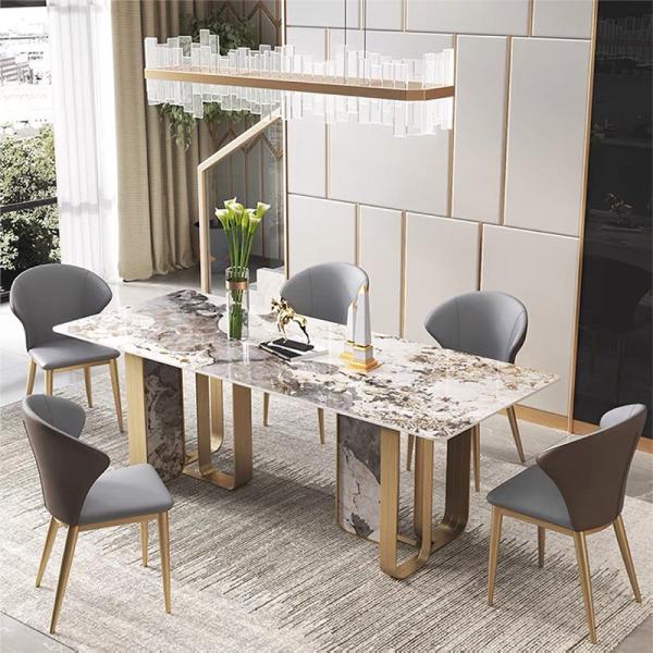 Buy cheap Personalized Italian Marble Long Dining Table With Gold Metal Legs from wholesalers