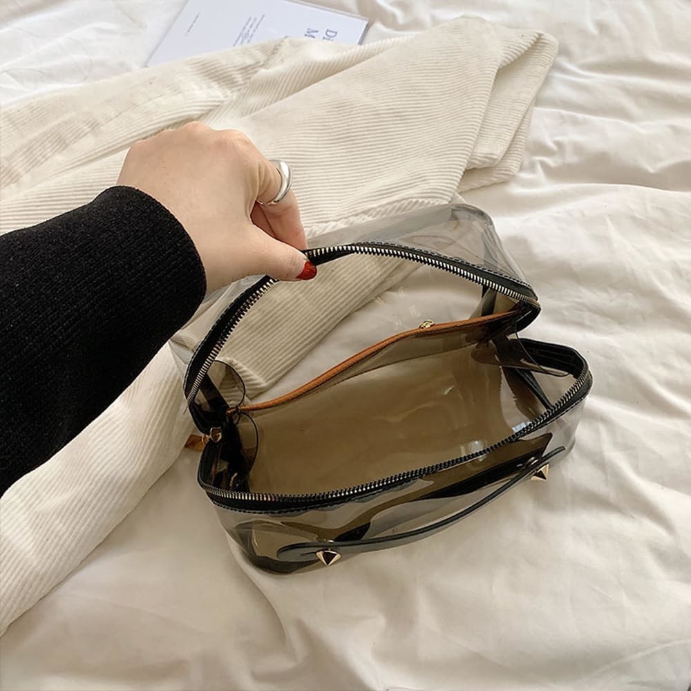 Shockproof Cosmetic Bag Organizer Lightweight PVC Clear Pouch With Zipper