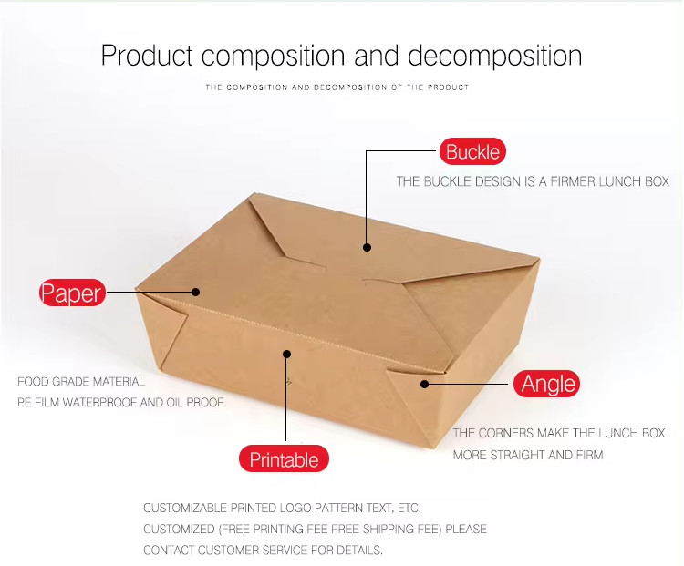 Disposable Takeaway Food Fruit Salad Fried Chicken Lunch Kraft Paper Box