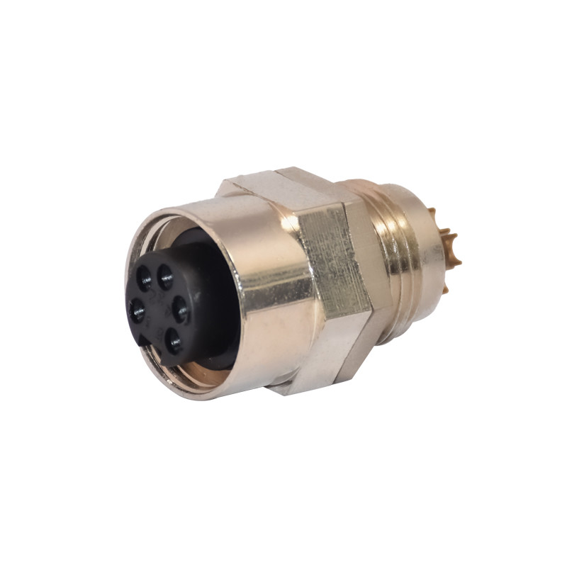 7/8 A Code Solder Female IP67 Panel Mount Connector 5 Pin For Industry