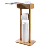 Freestanding Bathroom Storage Rack Bamboo Toilet Roll Holder For Paper