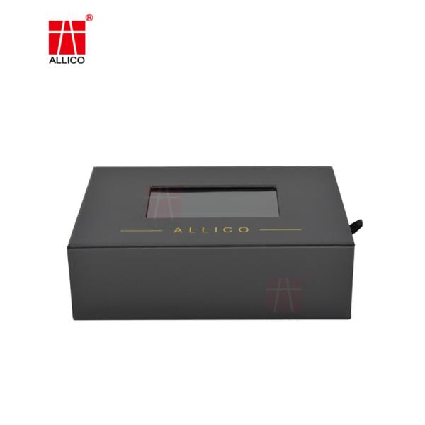 Hot Stamping 300gsm C2S 4.5inch Sliding Drawer Gift Boxes With PVC Clear Window