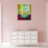 Buy cheap 100% Hand Painted Abstract Flowers next to the Window Oil Painting on Canvas Still Life Wall Art for Interior Decor from wholesalers