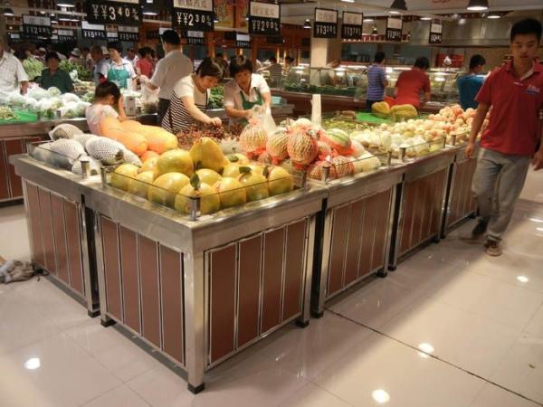 Buy cheap wood supermarket fruit bin stand with lift door from wholesalers