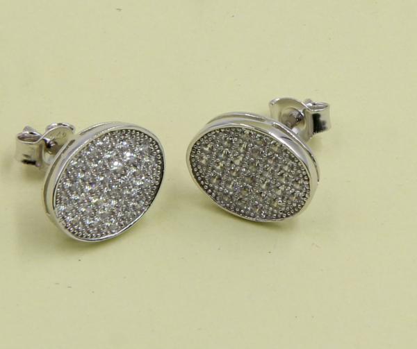 2-5g Oval 925 Silver Cubic Zirconia Stud Earrings For Jewelry Making Cubic