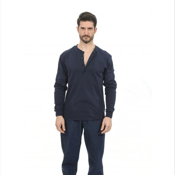 Buy cheap Navy Knitted Long Sleeve FR Work Shirts Cotton Arc Rated CAT2 from wholesalers